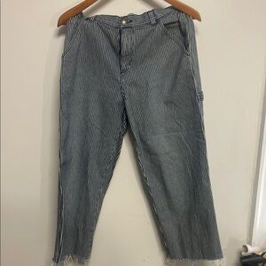 Lands End Striped Blue Jeans